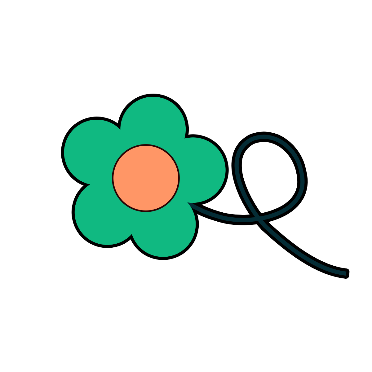 Logo of a flower with a stem that makes a loop